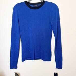 RACHEL Rachel Roy Women's Metallic Blue Ringer Pullover Top Size Small